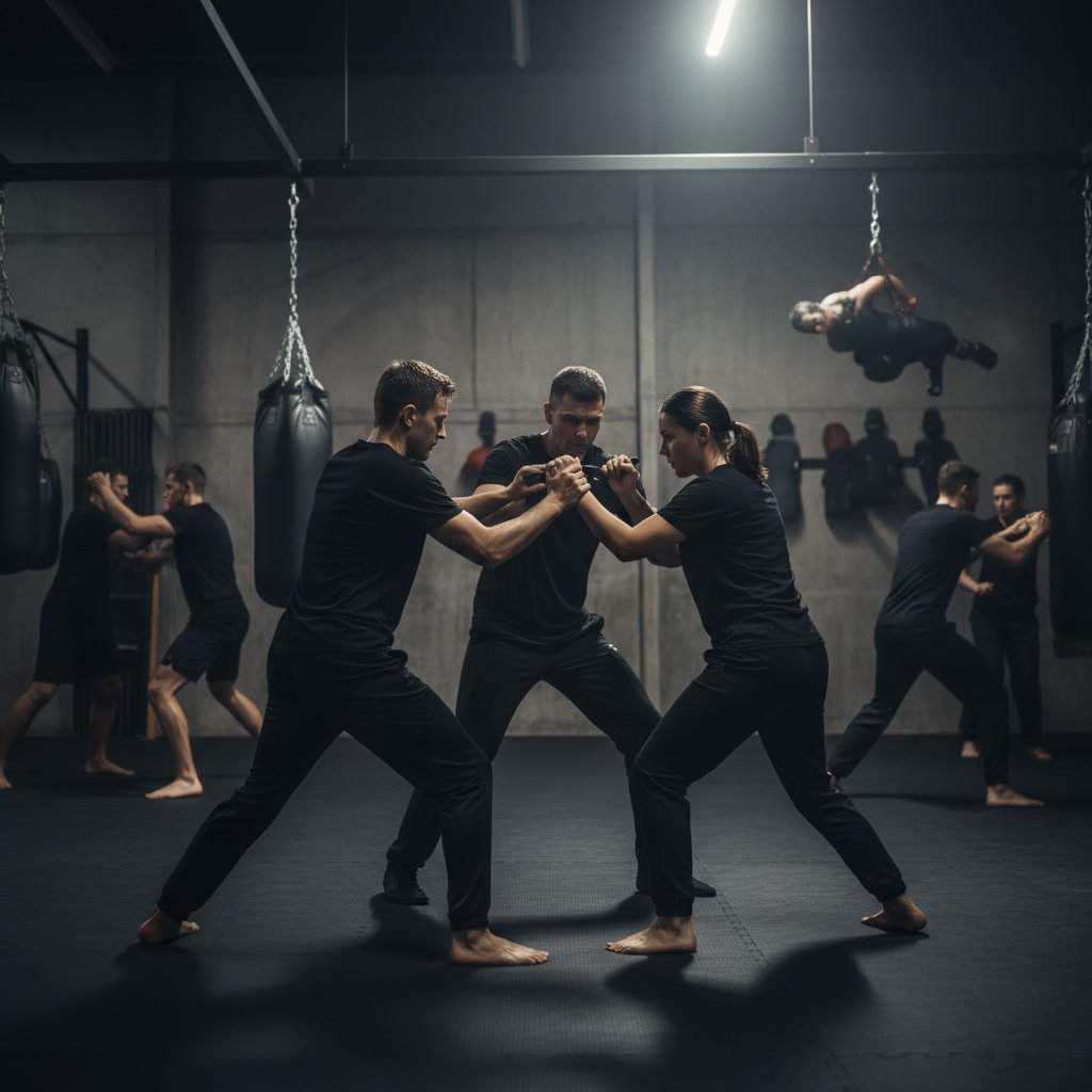 Self defense training partner drill demonstrating realistic attack patterns