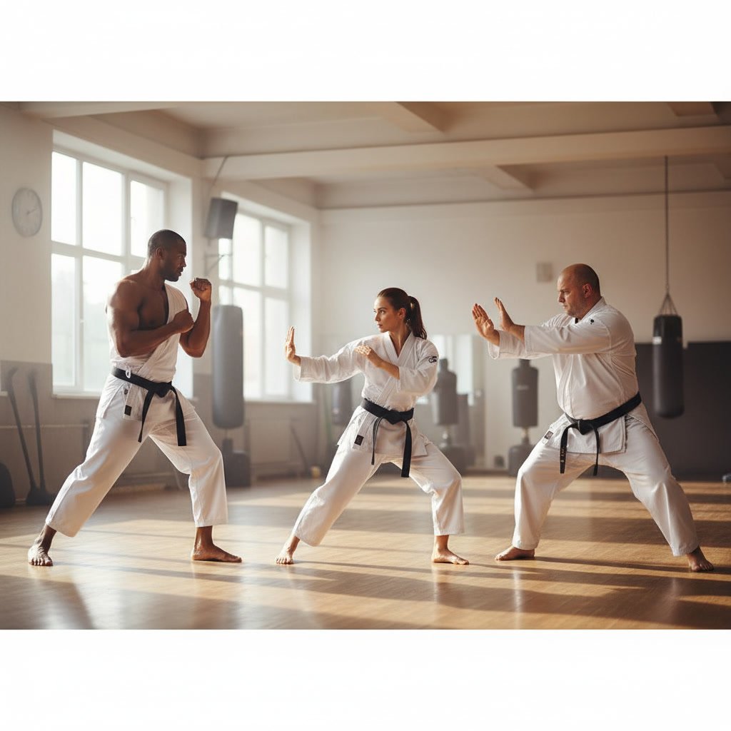 Instructor demonstrating self-defense technique adaptation for different body types in training