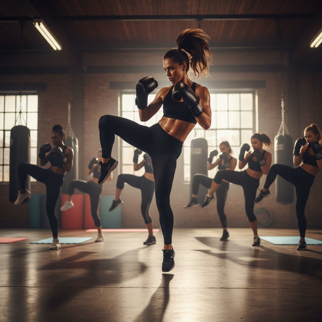 martial artist training in cardio kickboxing class showing improved cardiovascular endurance